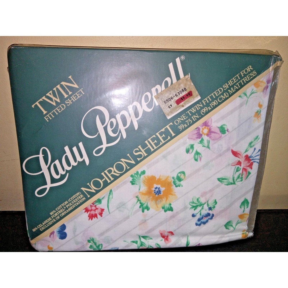 New Vtg Lady Pepperell Twin Fitted Sheet Floral No Iron 39X75 Cottagecore Retro